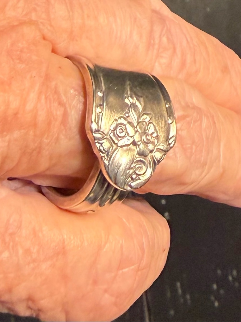 Silver Floral Spoon Ring